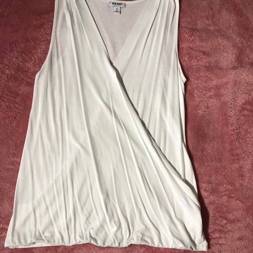 White, flowy, cross front tank